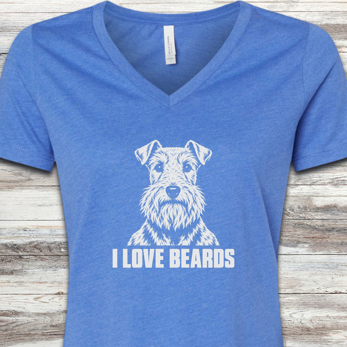 Lakeland Terrier I Love Beards V-Neck Tee - Heather True Royal