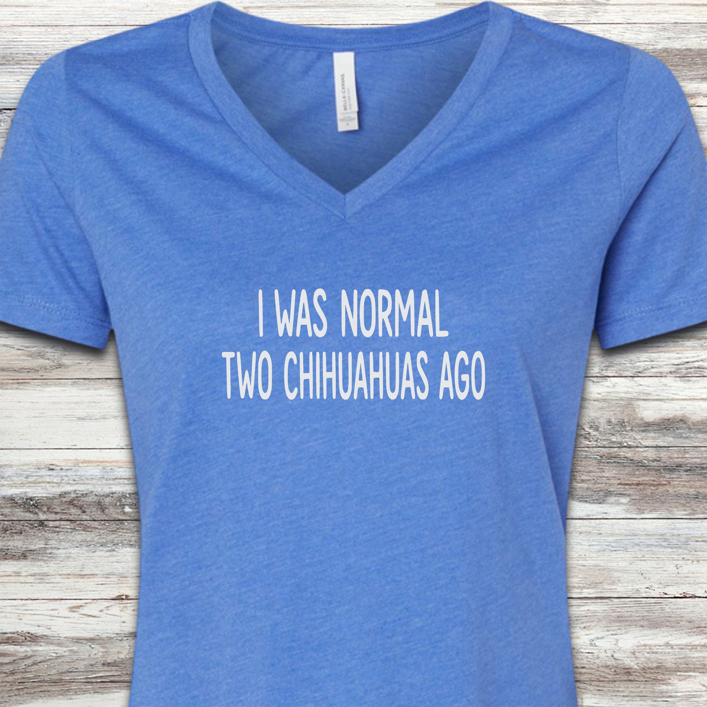 Chihuahua Normal V-Neck Tee - Heather True Royal