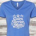 Cairn Terrier Groovy Mom V-Neck Tee - Heather True Royal
