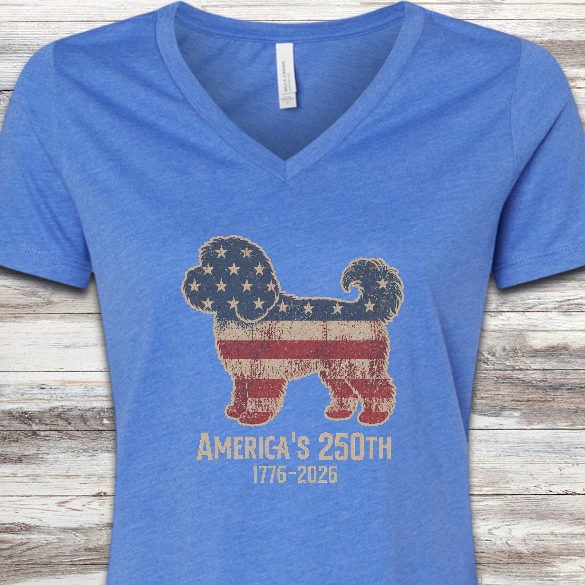 Cavapoo 250 V-Neck Tee - Heather True Royal