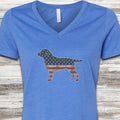 Labrador Retriever Vintage USA V-Neck Tee - Heather True Royal