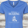 Rough Collie Selective Hearing V-Neck Tee - Heather True Royal