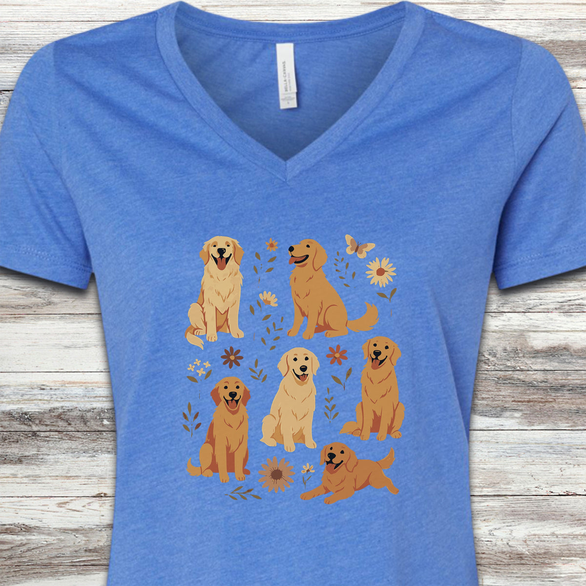 Golden Retriever K9 Core V-Neck Tee - Heather True Royal
