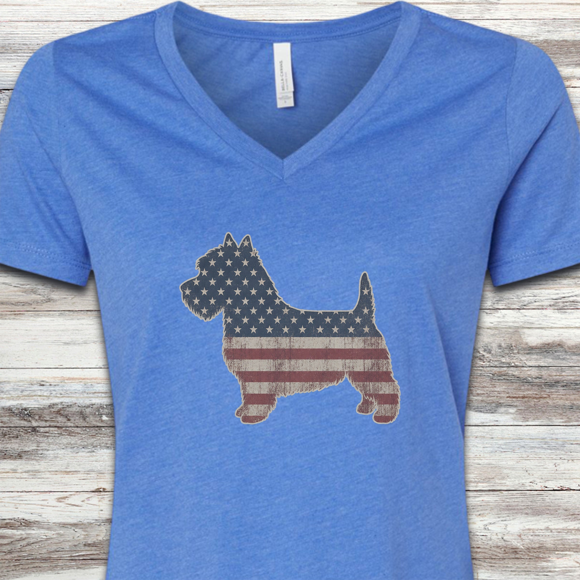 West Highland Vintage USA V-Neck Tee - Heather True Royal