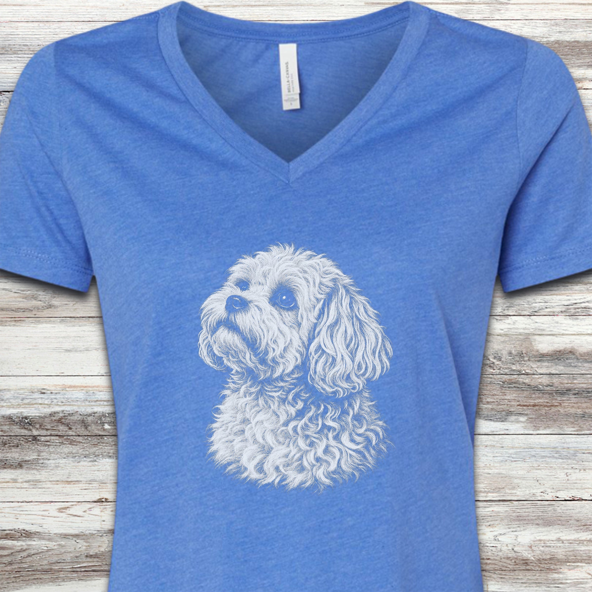 Maltipoo Loyalty V-Neck Tee - Heather True Royal
