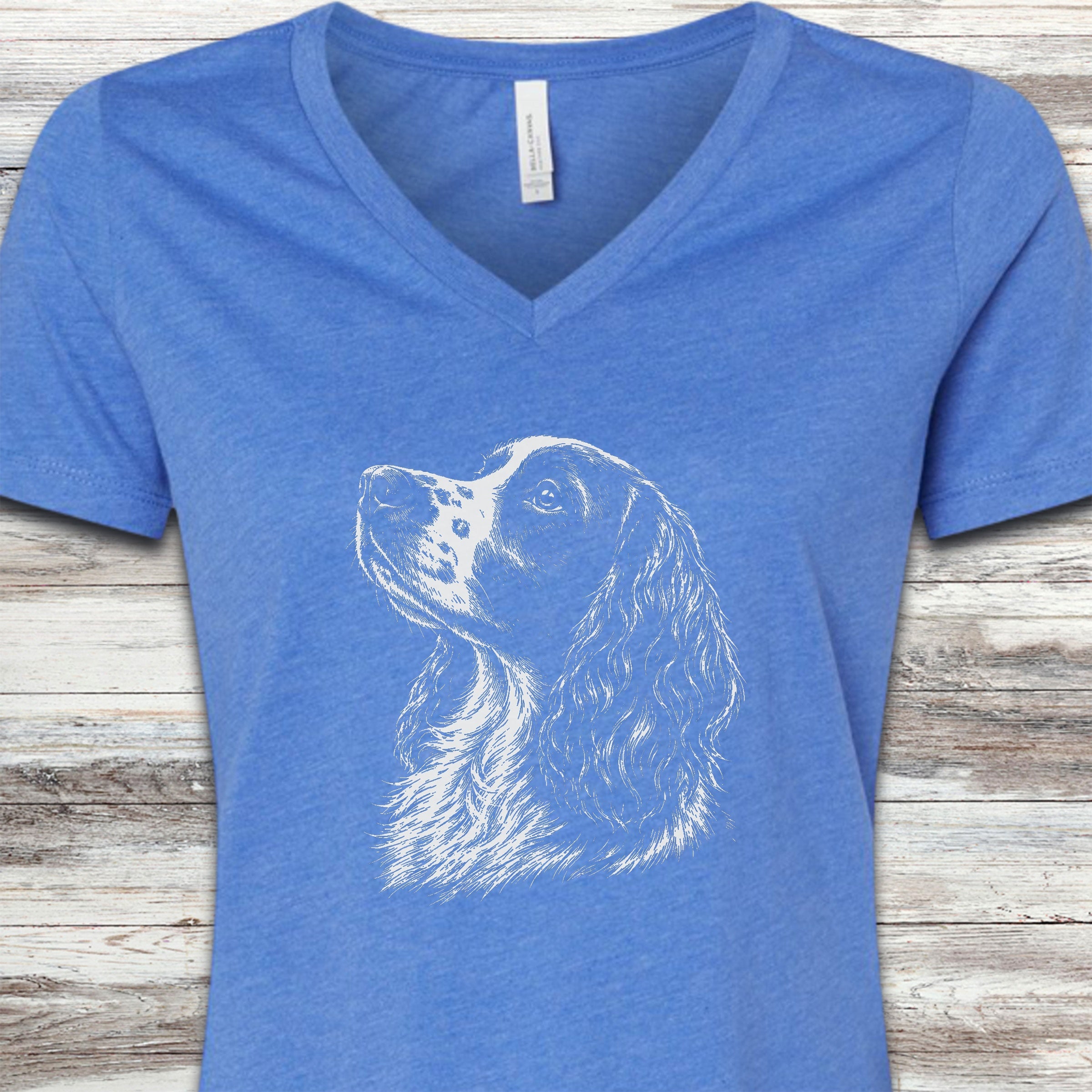 English Springer Spaniel Loyalty V-Neck Tee - Heather True Royal