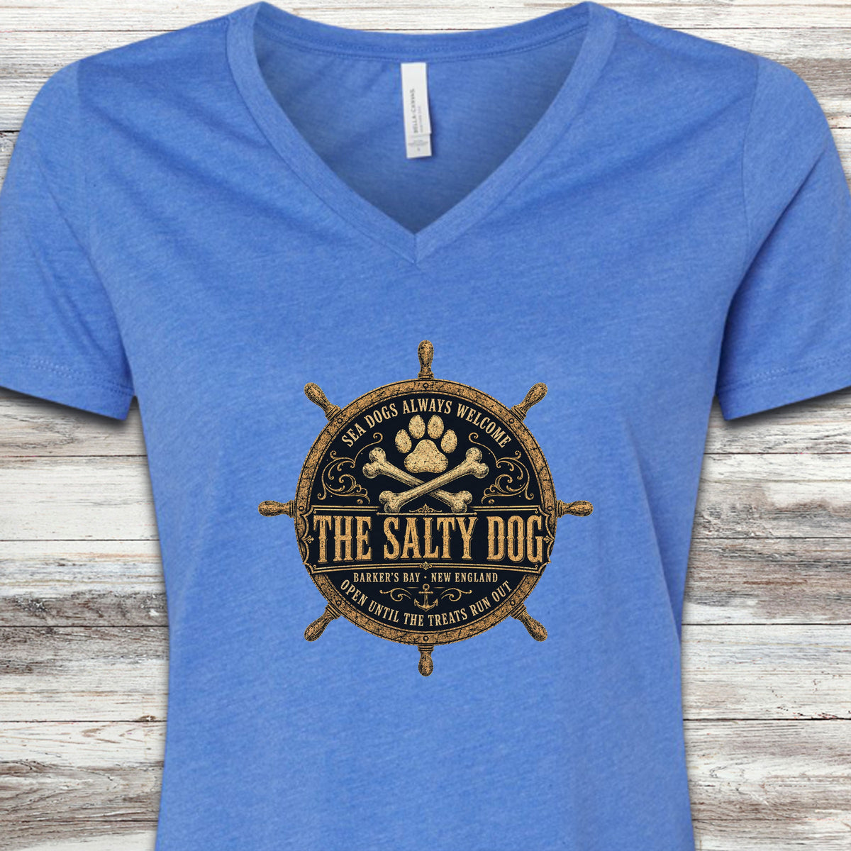 The Salty Dog V-Neck Tee - Heather True Royal