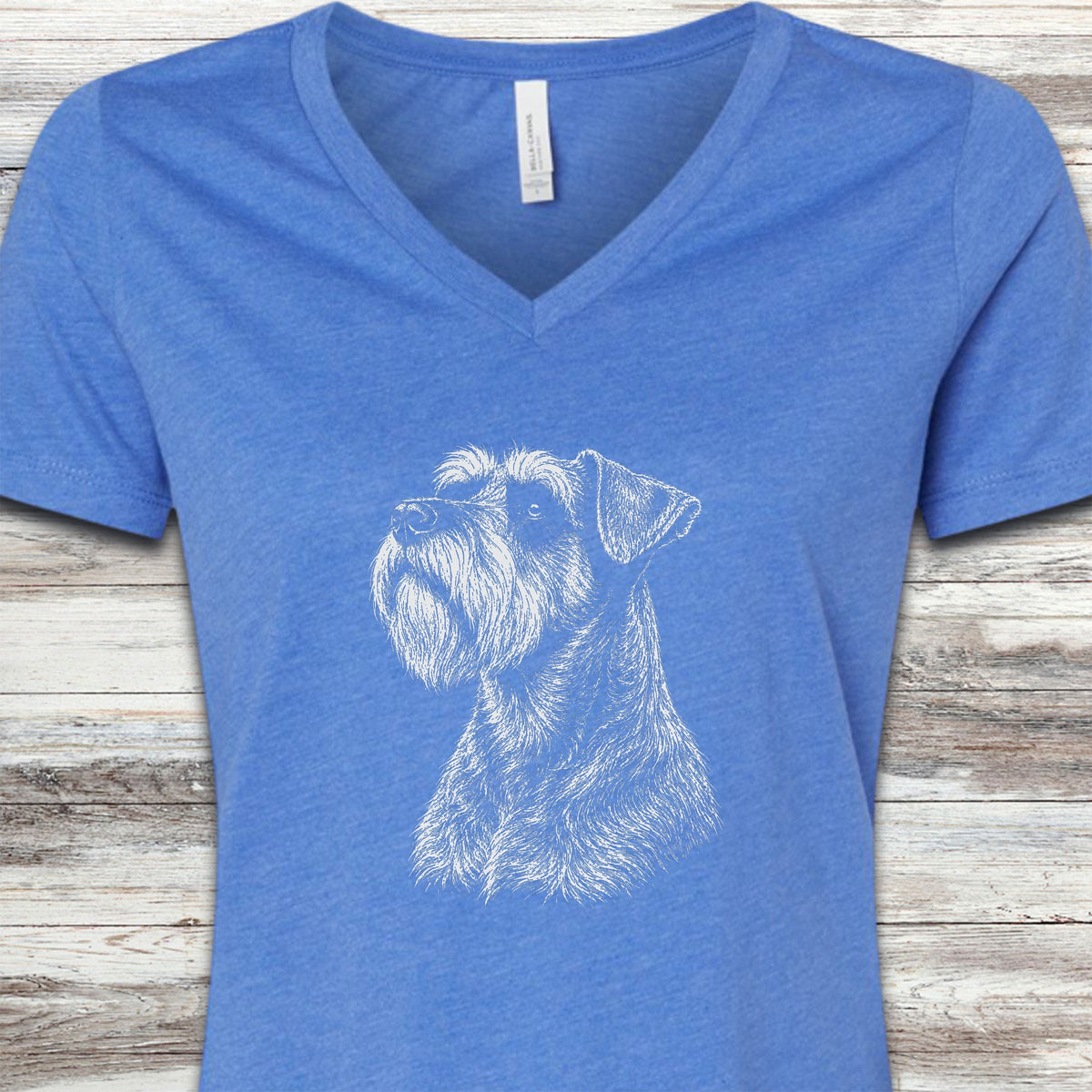 Schnauzer Loyalty V-Neck Tee - Heather True Royal