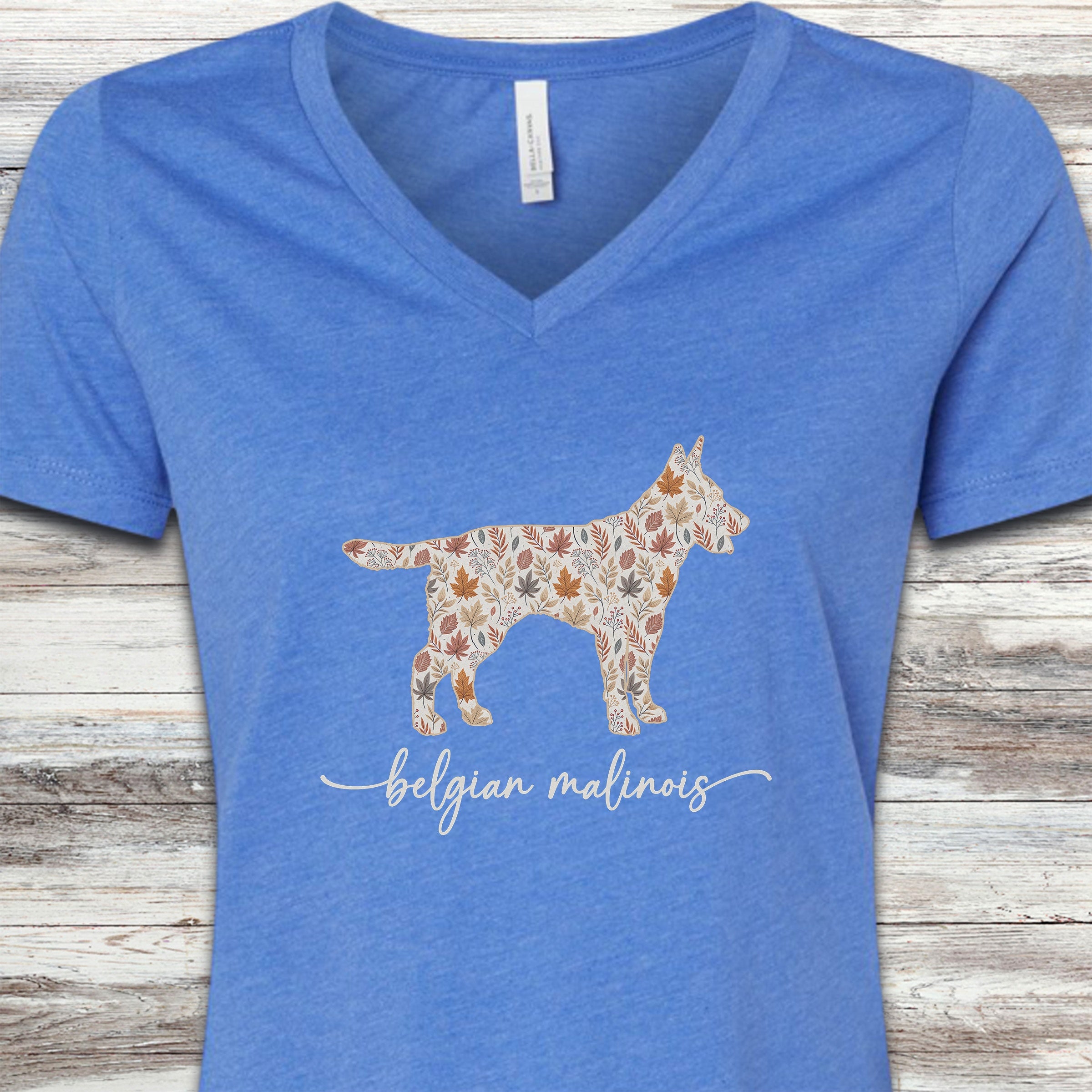 Belgian Malinois Fall V-Neck Tee - Heather True Royal