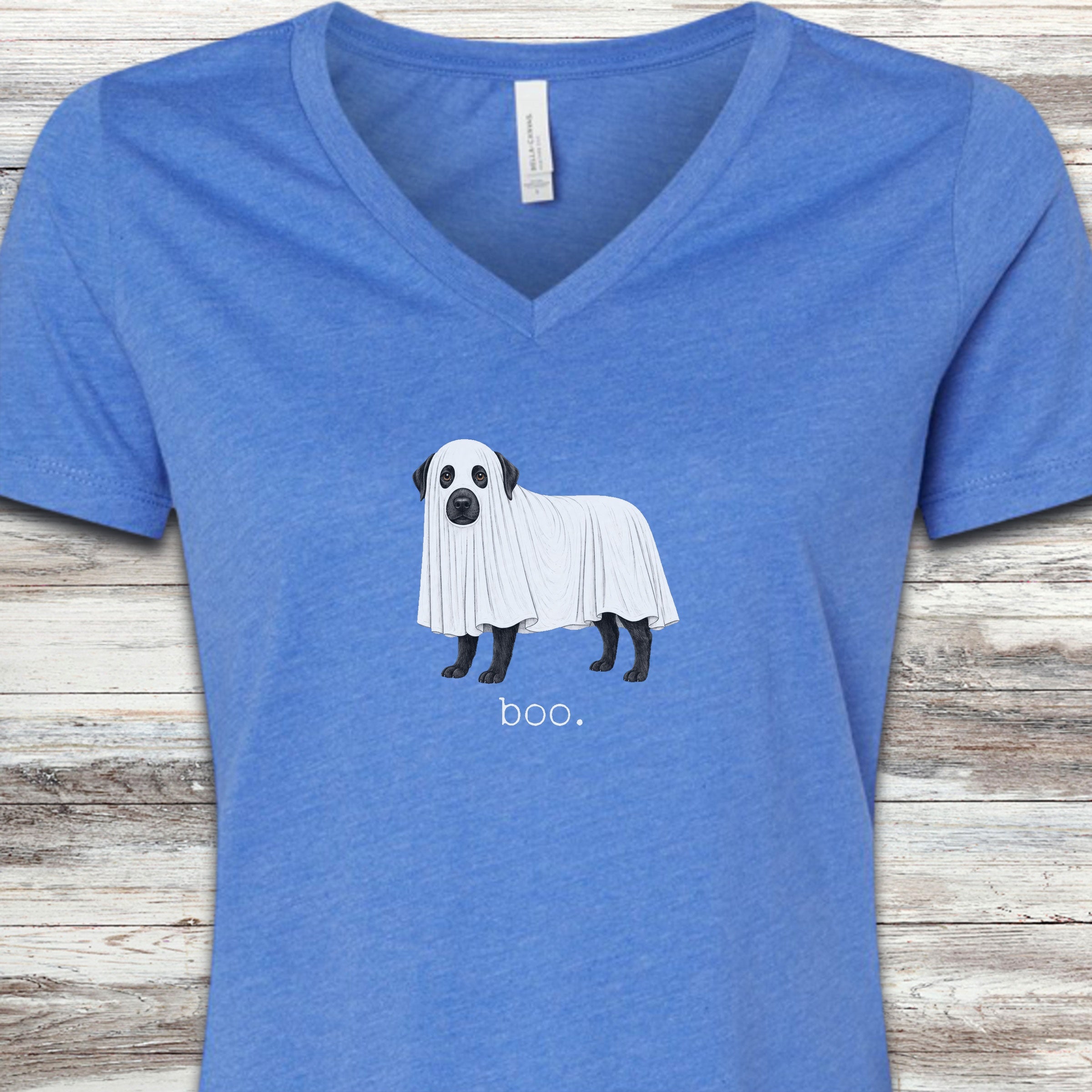 Labrador Retriever Black Boo V-Neck Tee - Heather True Royal