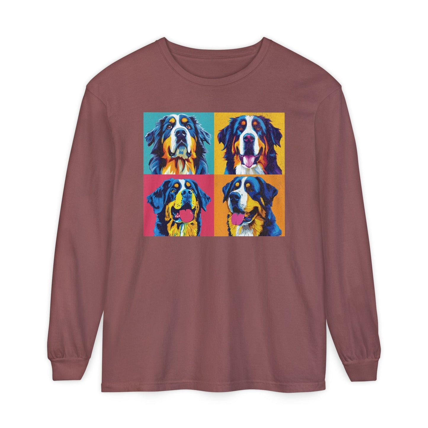 Bernese Mountain Dog Pop Art Long Sleeve Tee