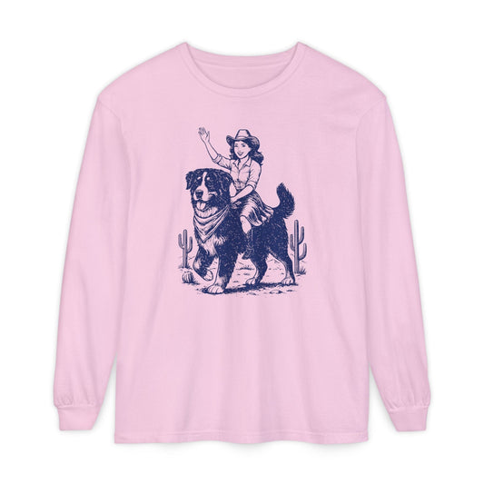 Bernese Mountain Dog Cowgirl Long Sleeve Tee