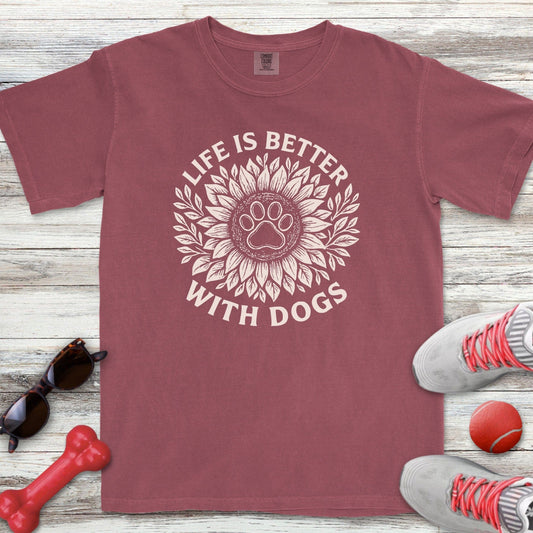 Better With Dogs Flower T-Shirt