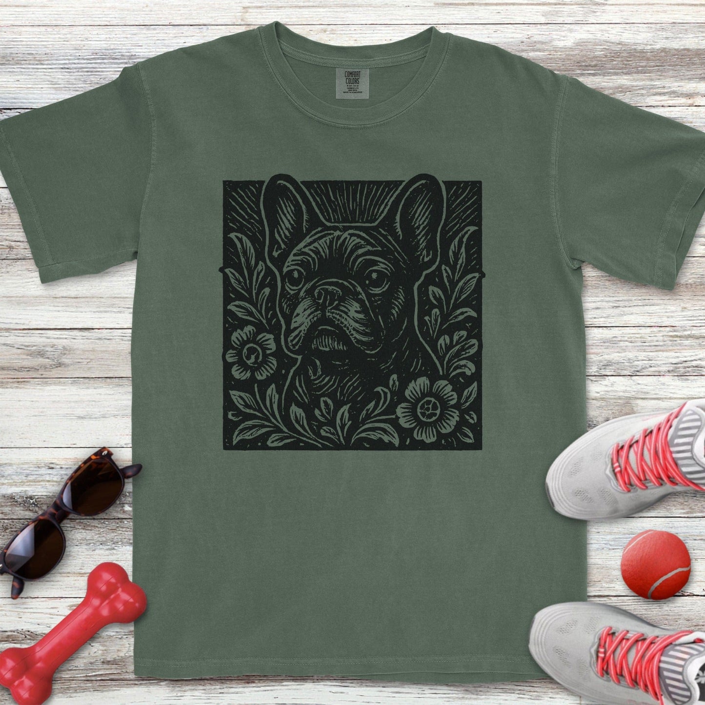 Linocut French Bulldog T-Shirt