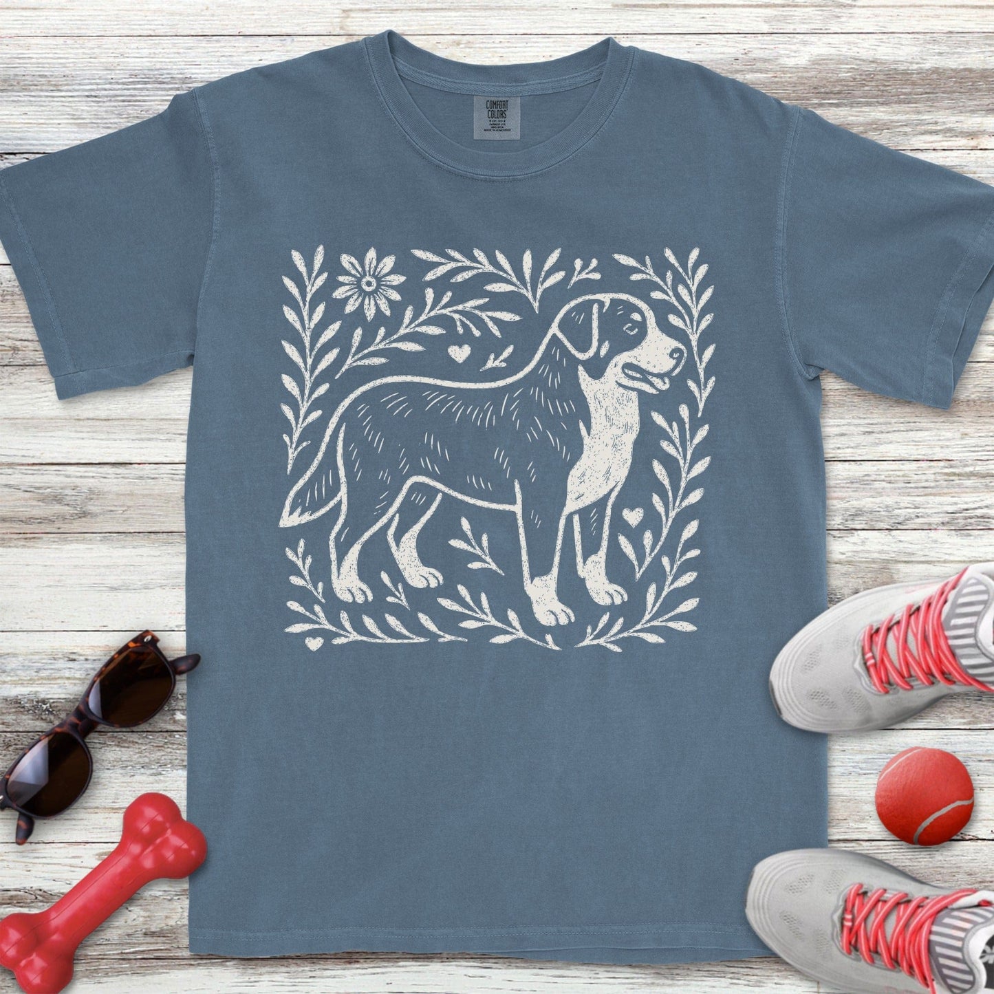 Linocut Swiss Mountain Dog T-Shirt
