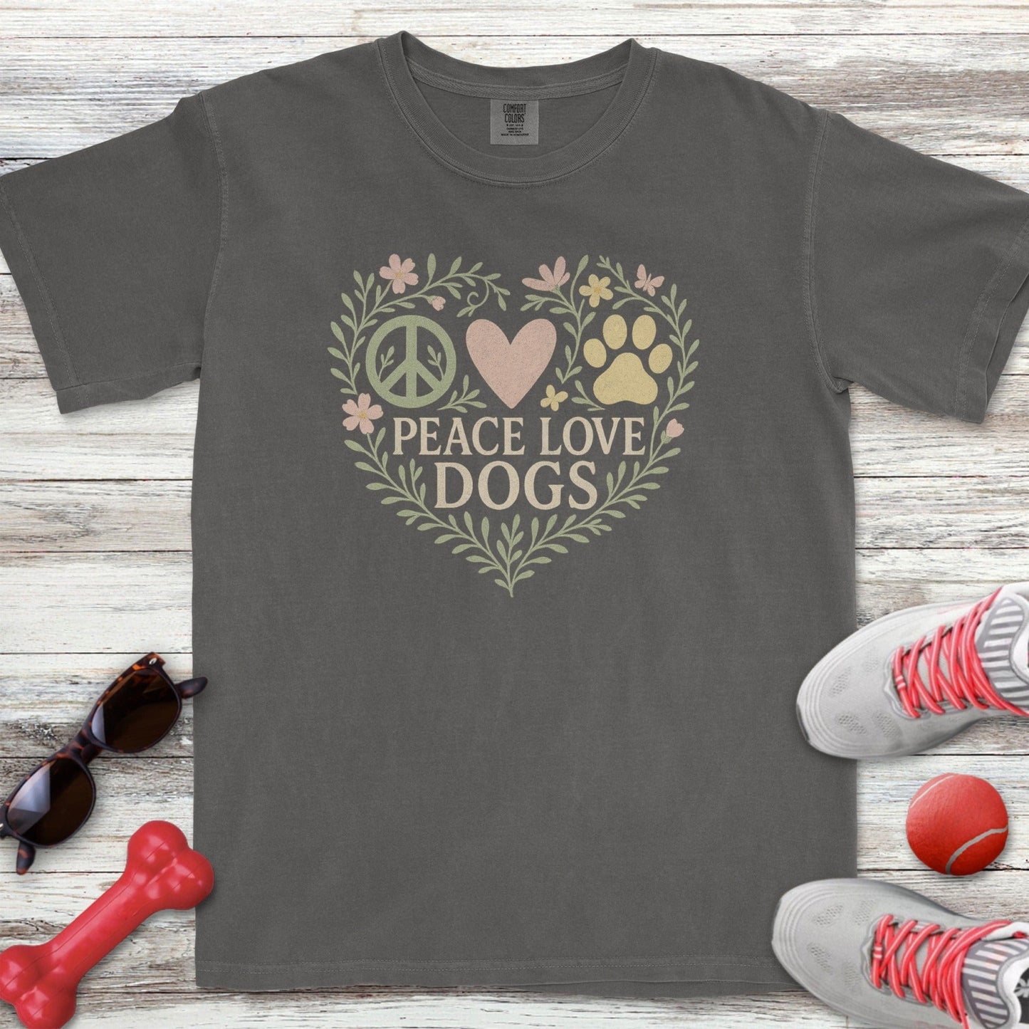 Peace Love Dogs Floral T-Shirt