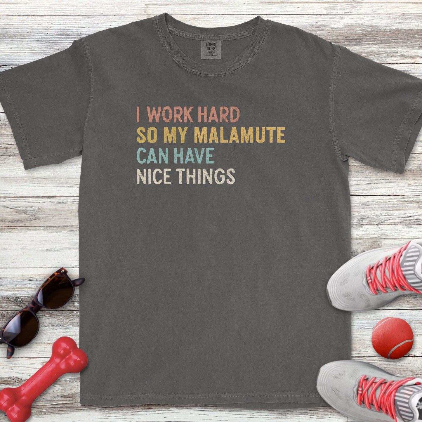 I Work Hard Malamute T-Shirt