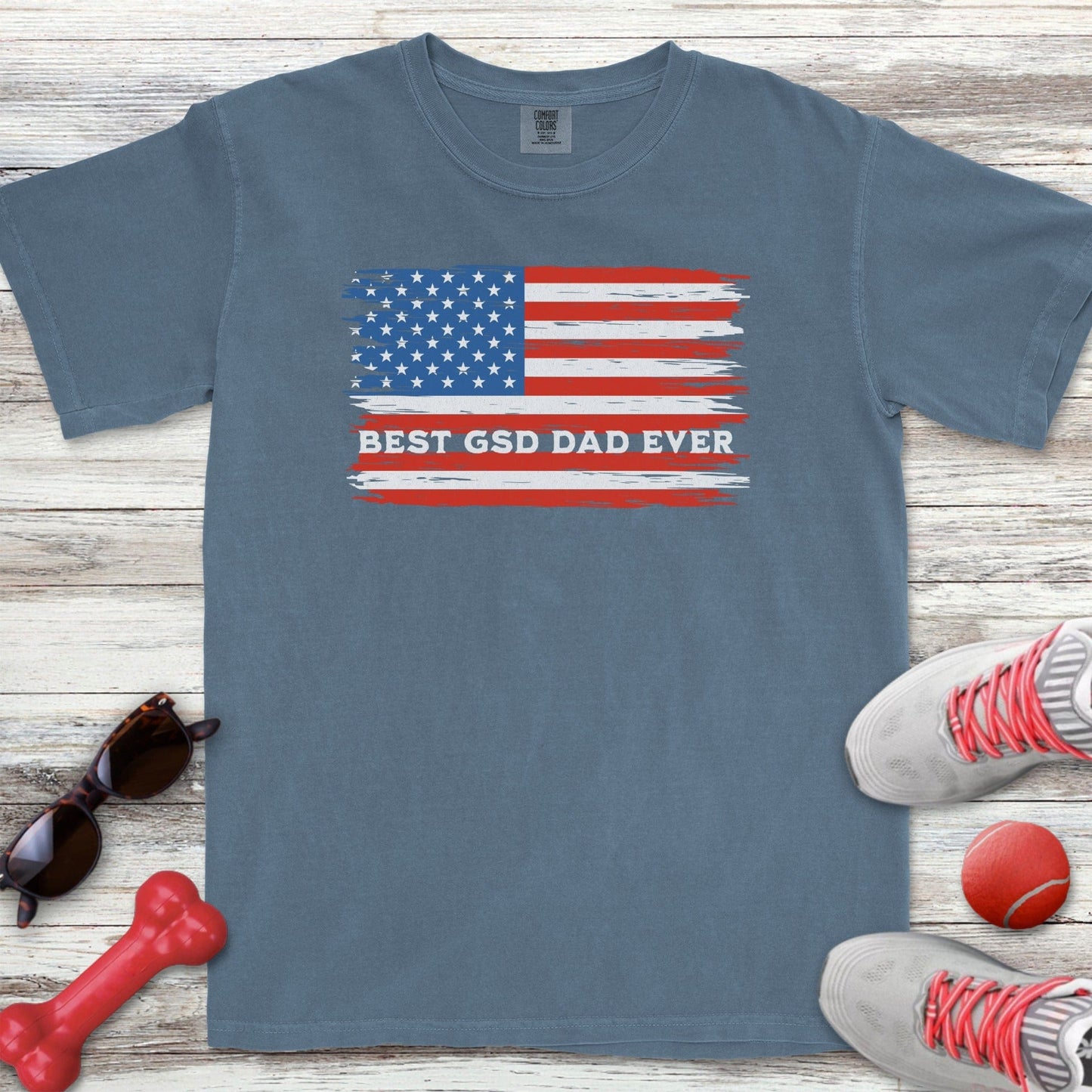 Best GSD Dog Dad Flag T-Shirt