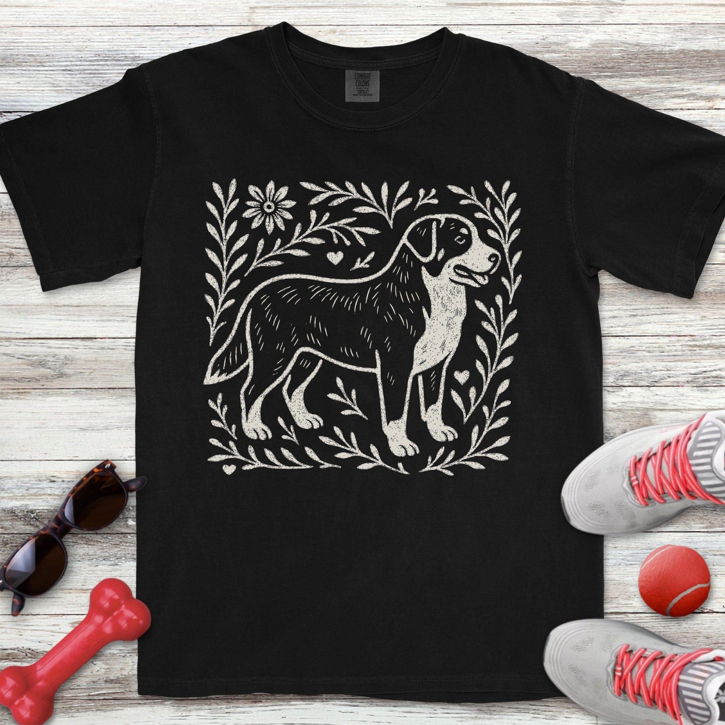 Linocut Swiss Mountain Dog T-Shirt