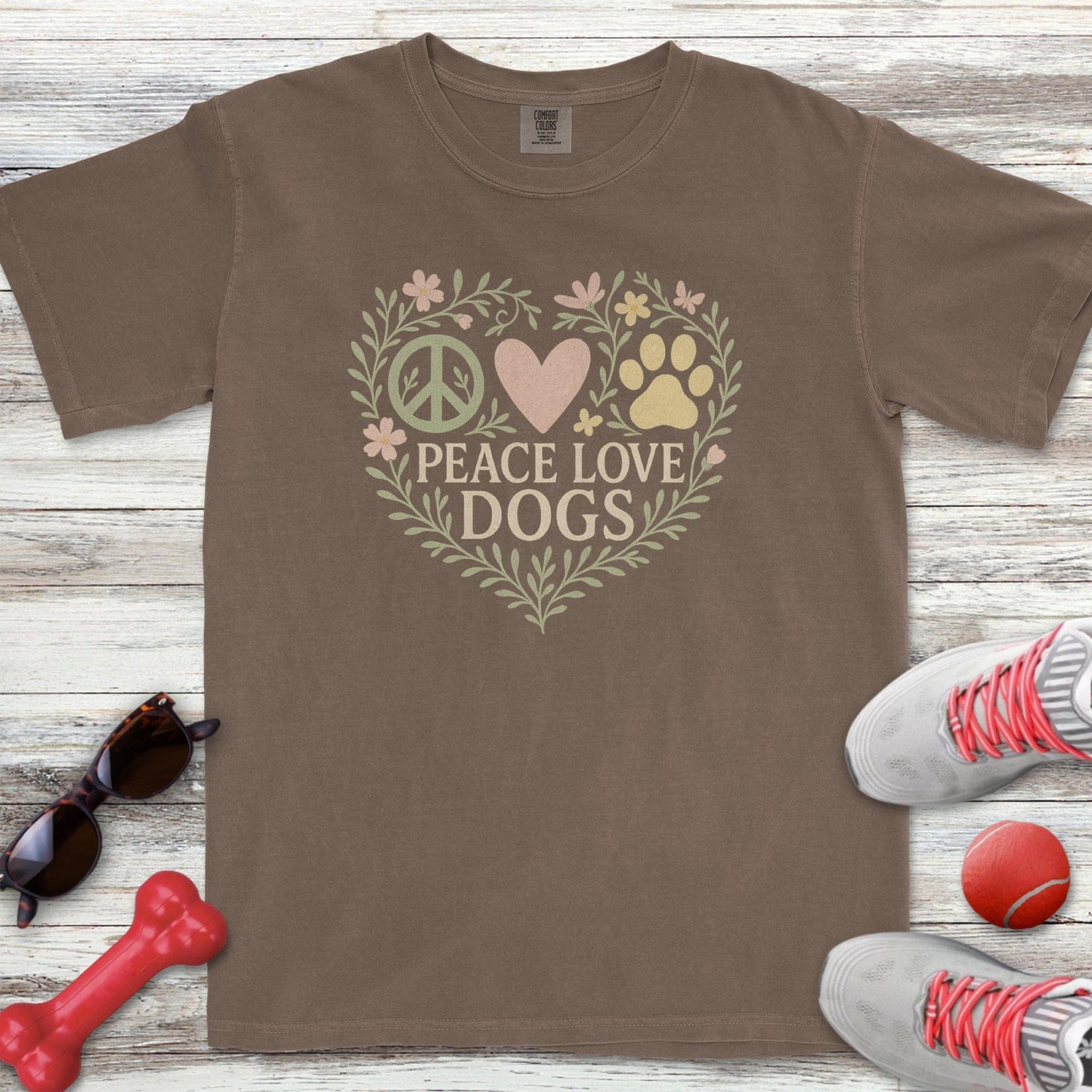 Peace Love Dogs Floral T-Shirt