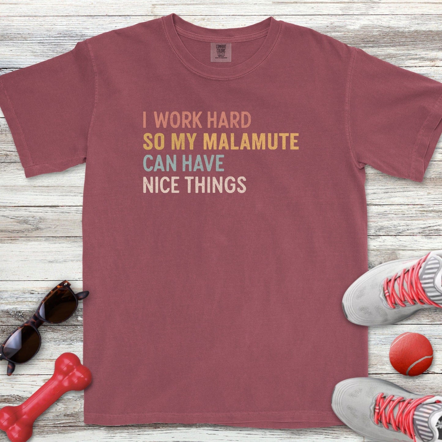 I Work Hard Malamute T-Shirt
