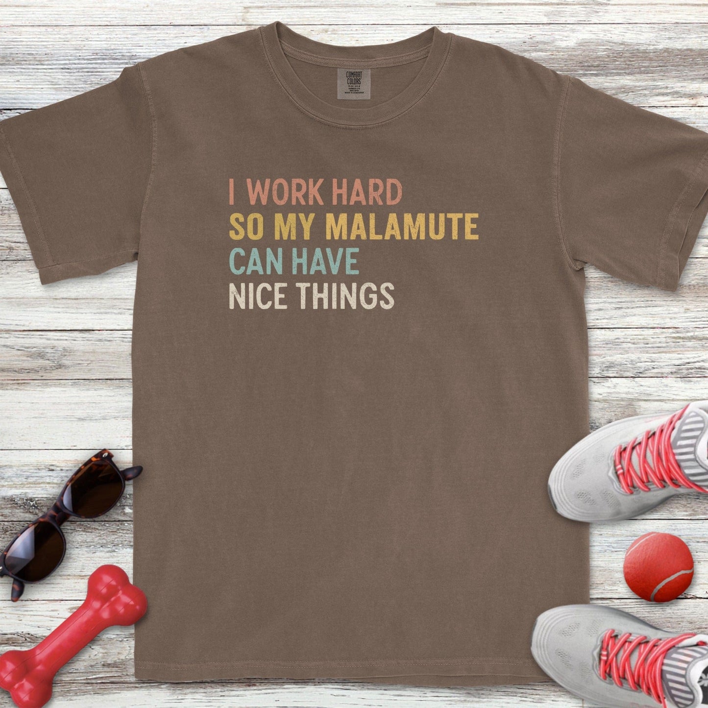 I Work Hard Malamute T-Shirt