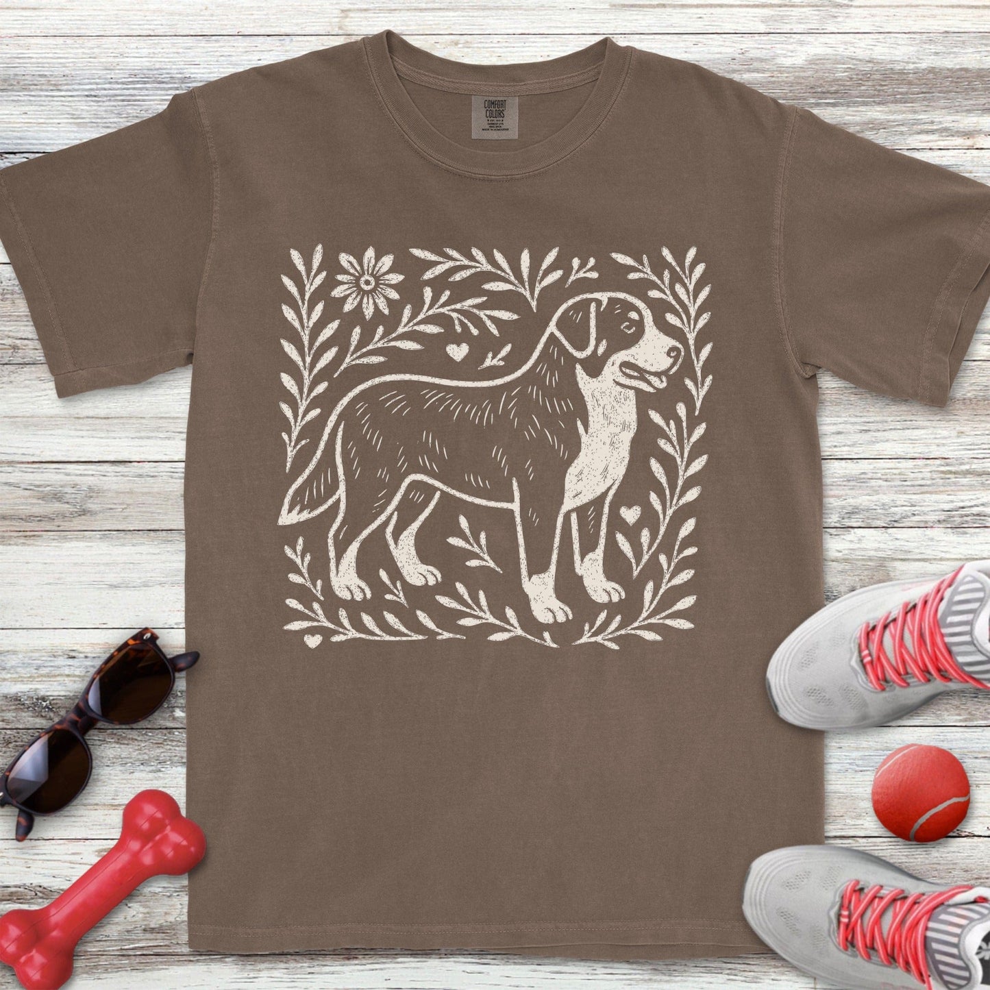 Linocut Swiss Mountain Dog T-Shirt