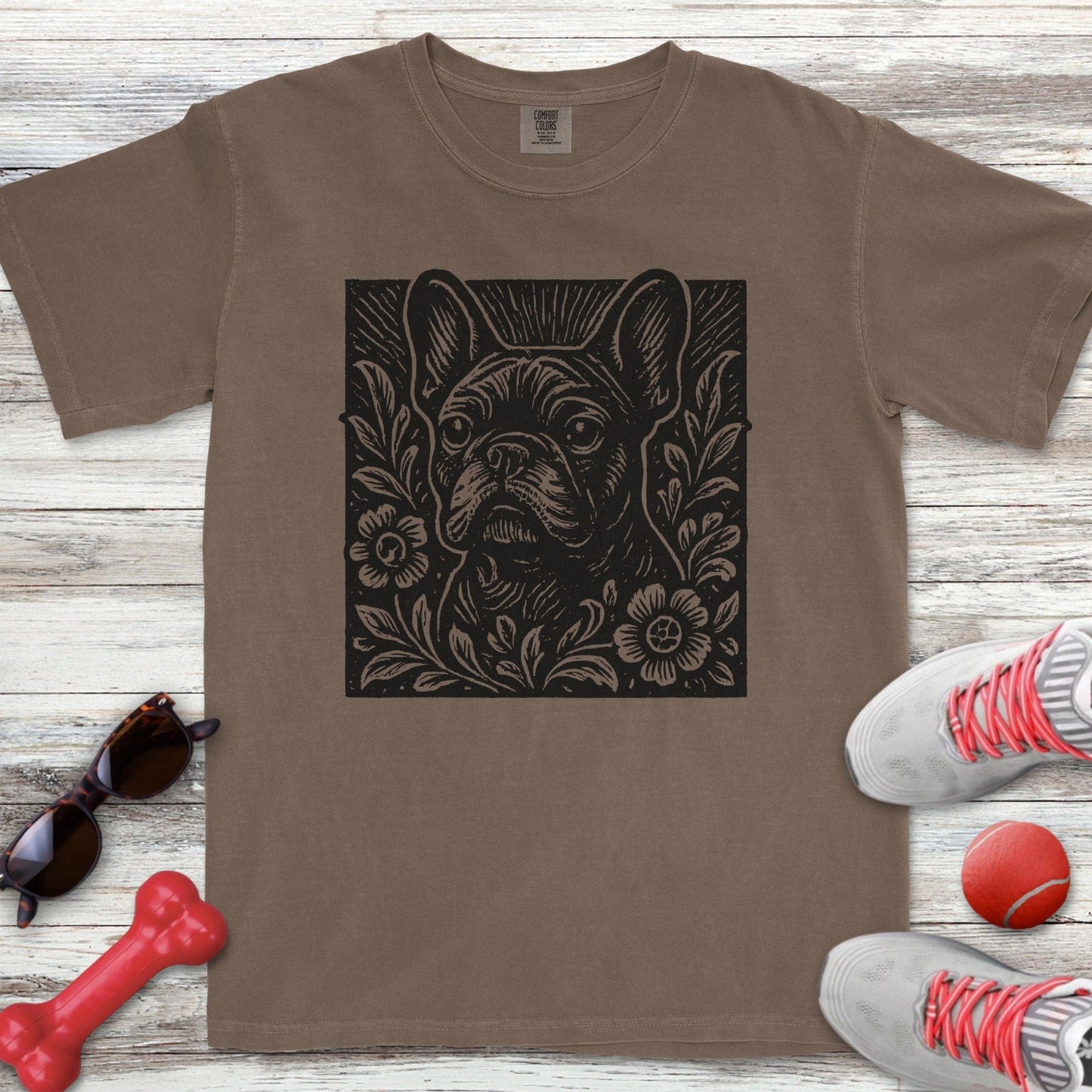 Linocut French Bulldog T-Shirt
