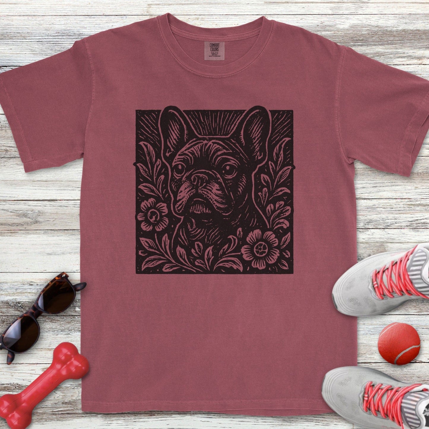 Linocut French Bulldog T-Shirt