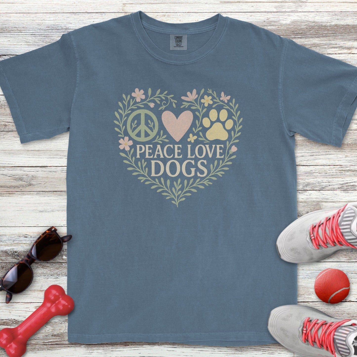 Peace Love Dogs Floral T-Shirt