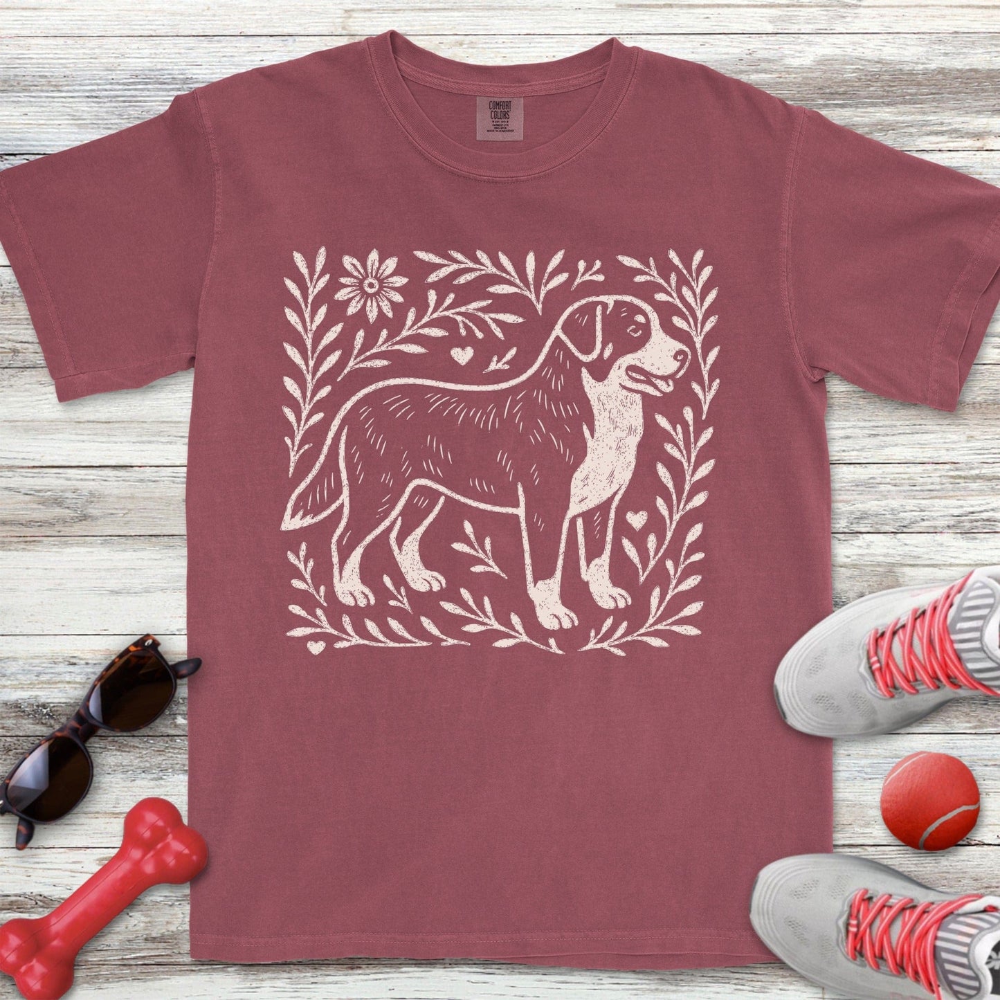 Linocut Swiss Mountain Dog T-Shirt