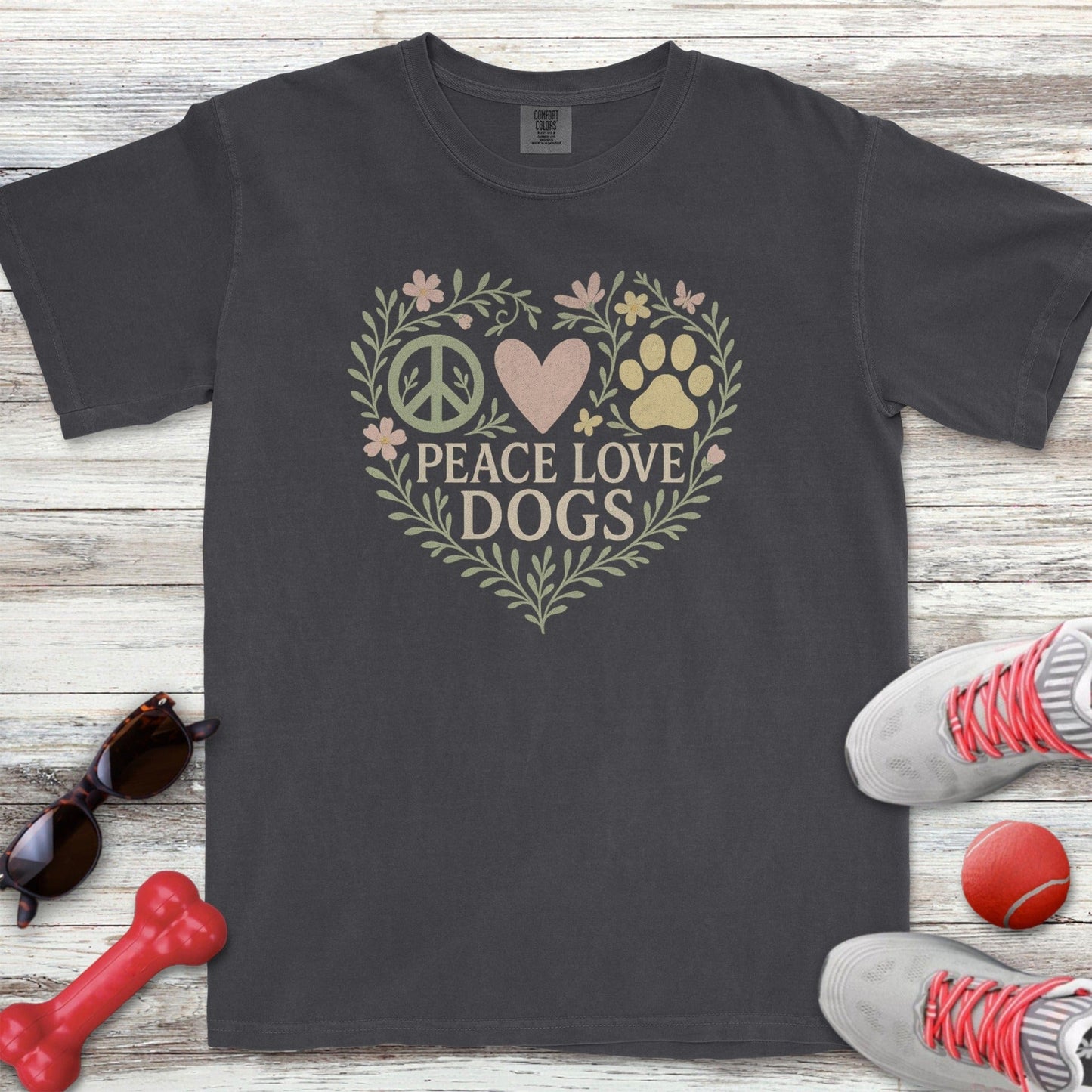 Peace Love Dogs Floral T-Shirt