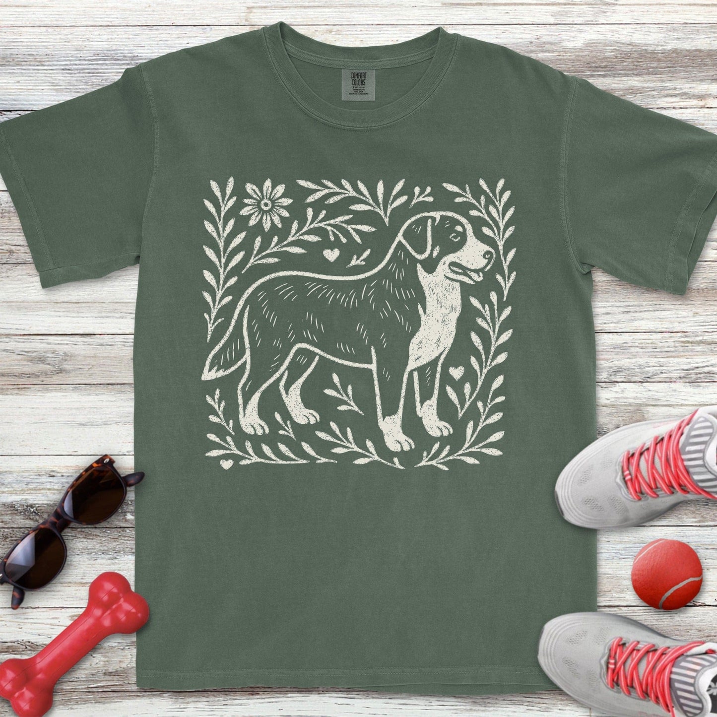 Linocut Swiss Mountain Dog T-Shirt
