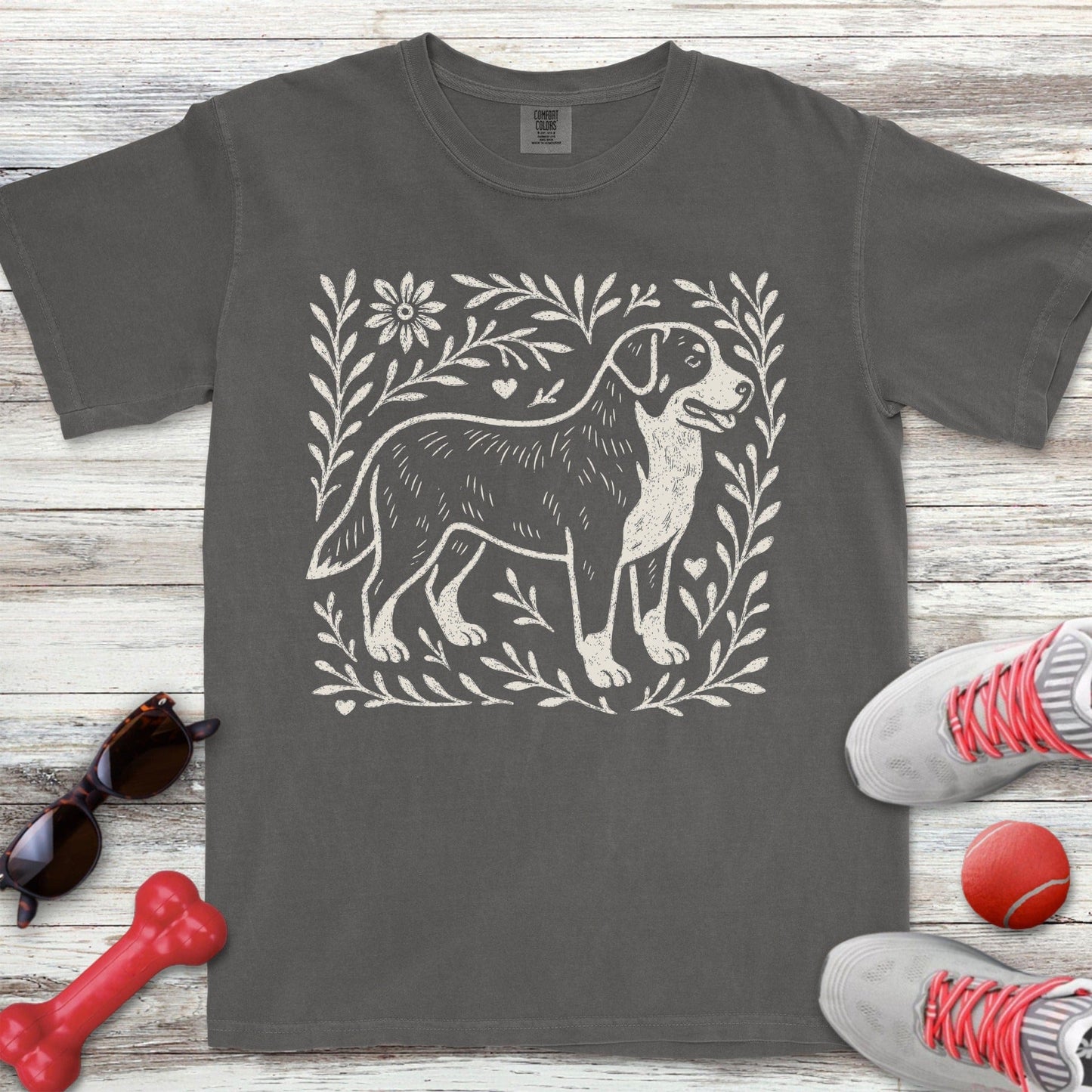 Linocut Swiss Mountain Dog T-Shirt