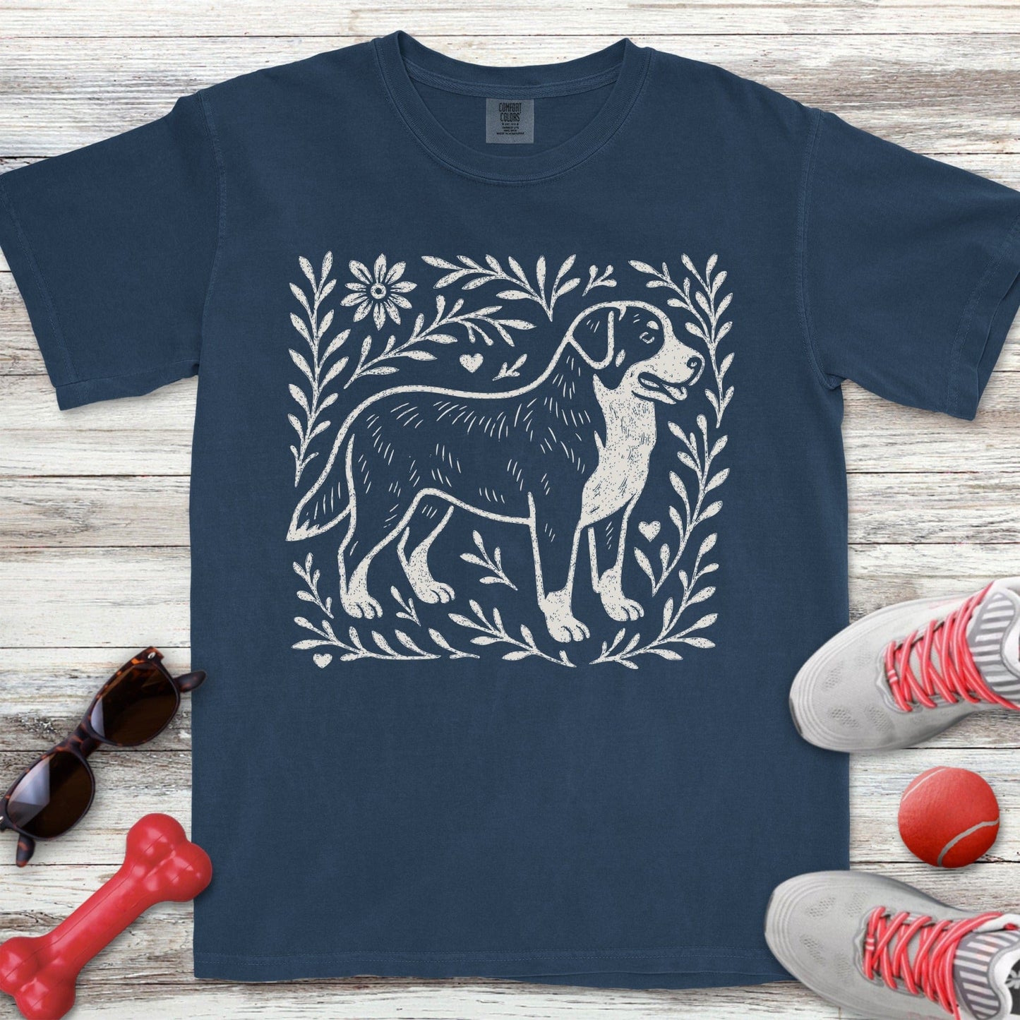 Linocut Swiss Mountain Dog T-Shirt