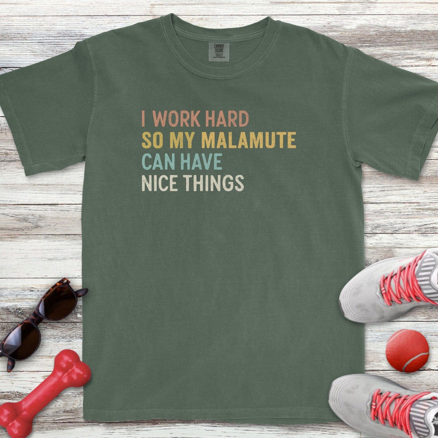 I Work Hard Malamute T-Shirt