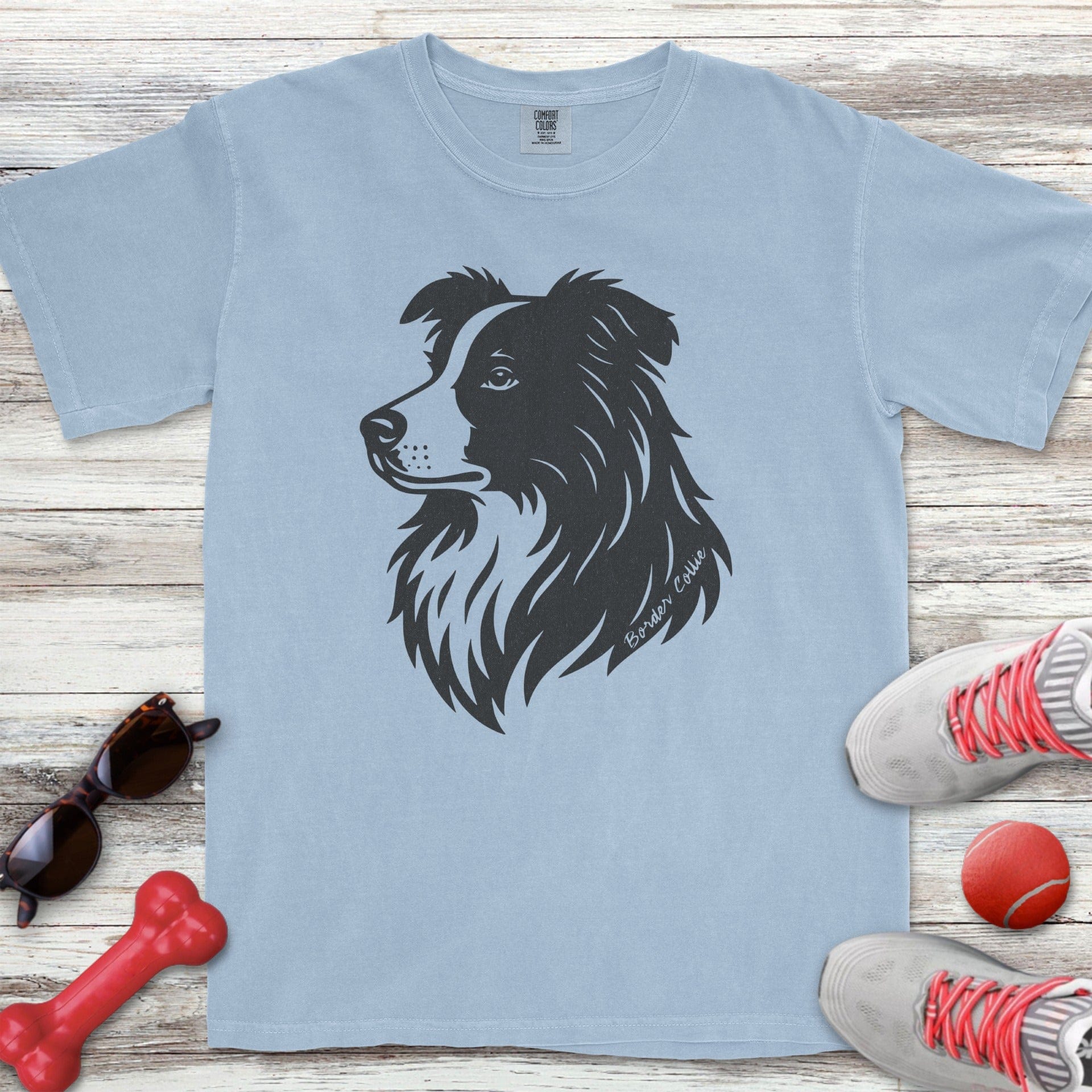 Border Collie Woodcut Portrait T-Shirt