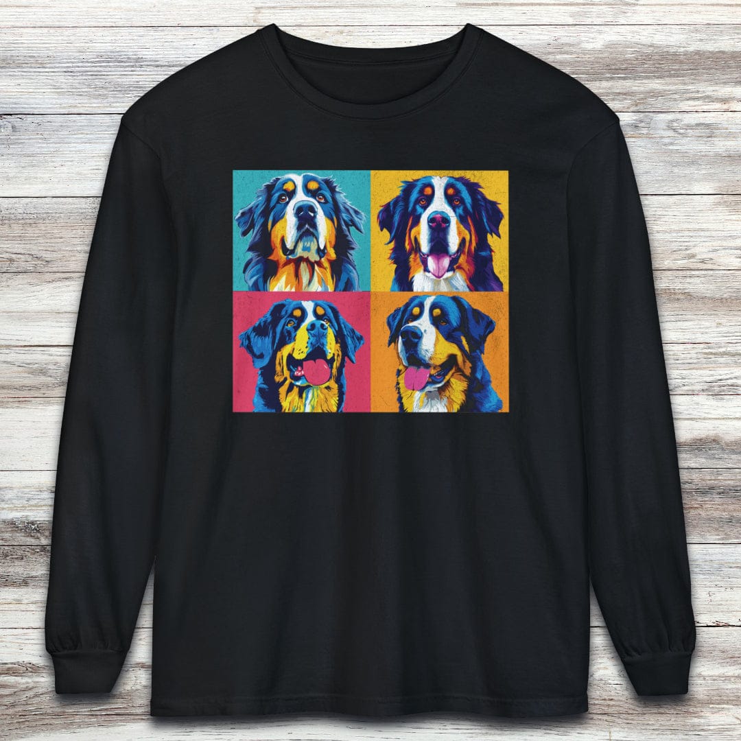 Bernese Mountain Dog Pop Art Long Sleeve Tee