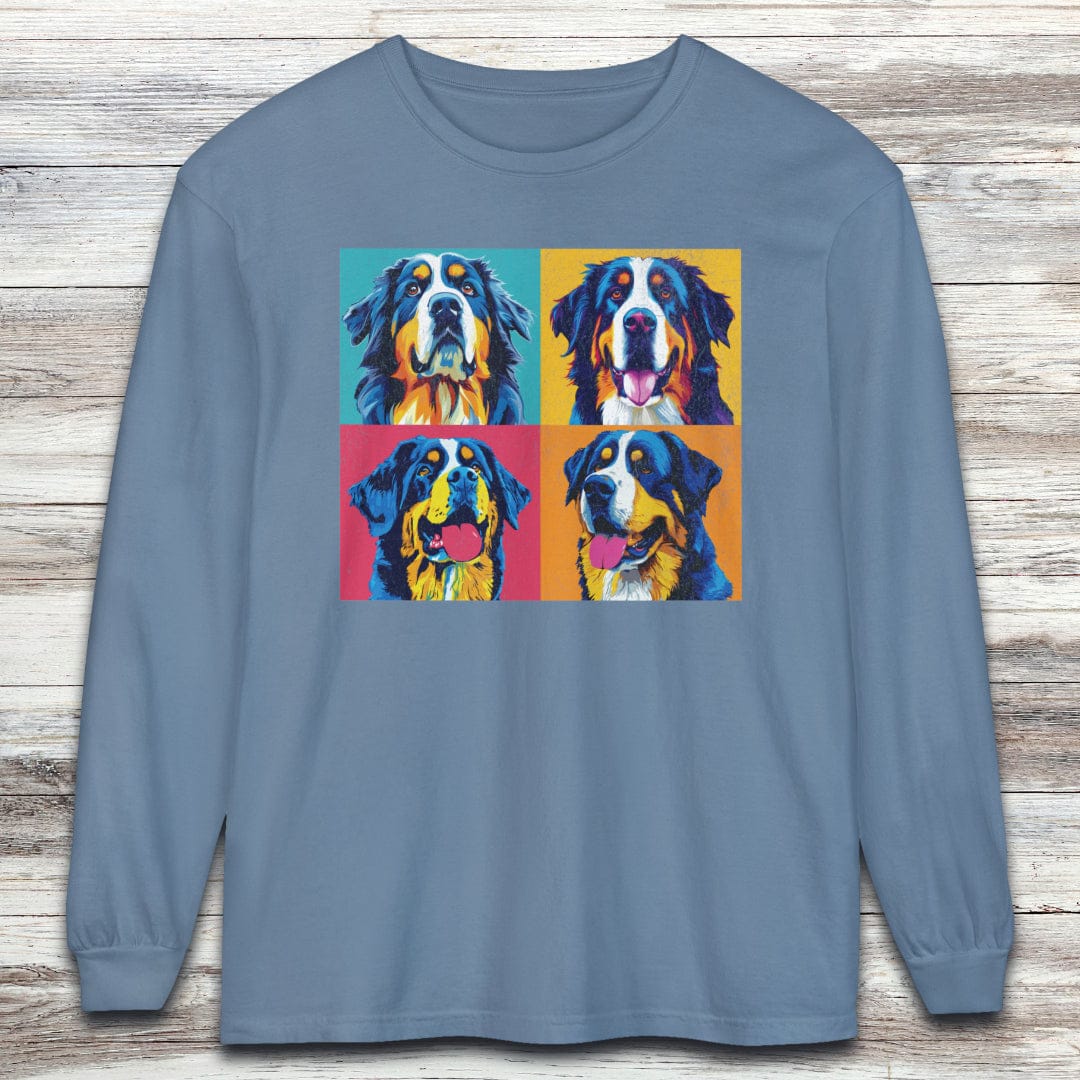 Bernese Mountain Dog Pop Art Long Sleeve Tee