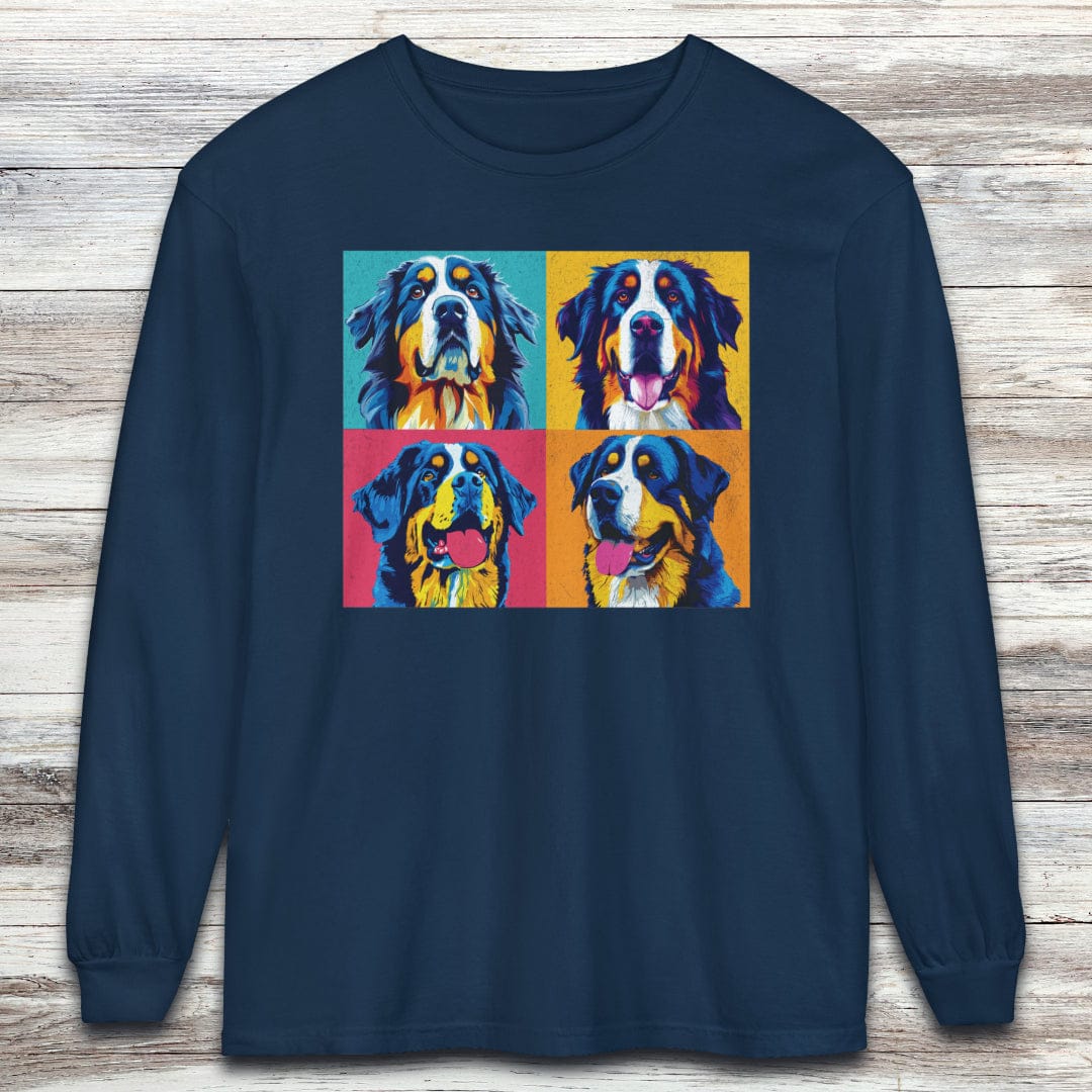 Bernese Mountain Dog Pop Art Long Sleeve Tee