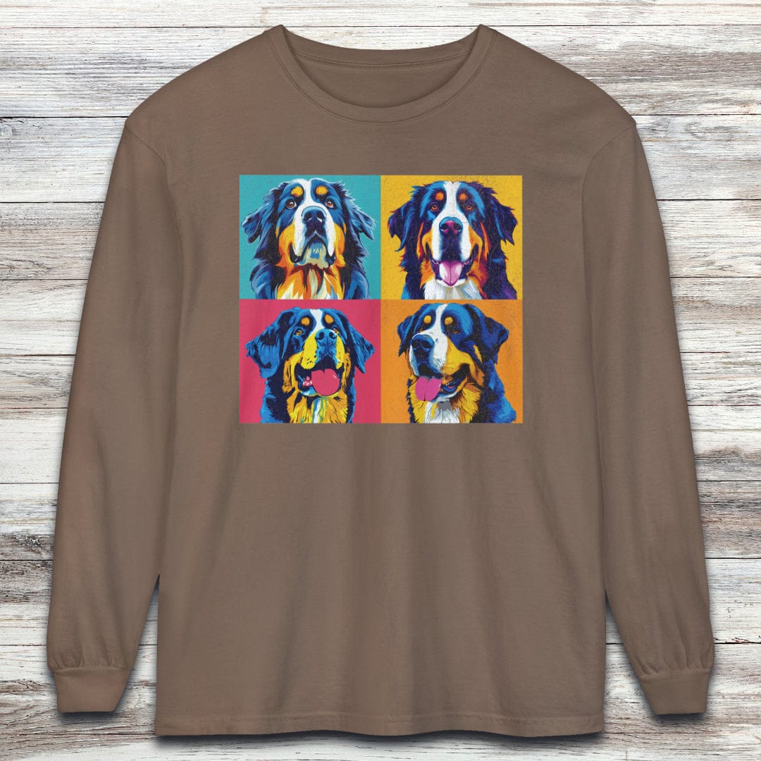 Bernese Mountain Dog Pop Art Long Sleeve Tee