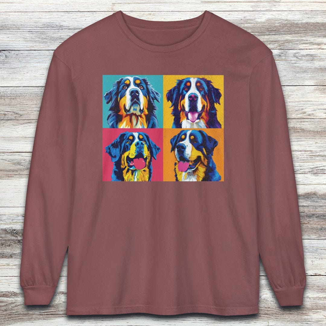 Bernese Mountain Dog Pop Art Long Sleeve Tee
