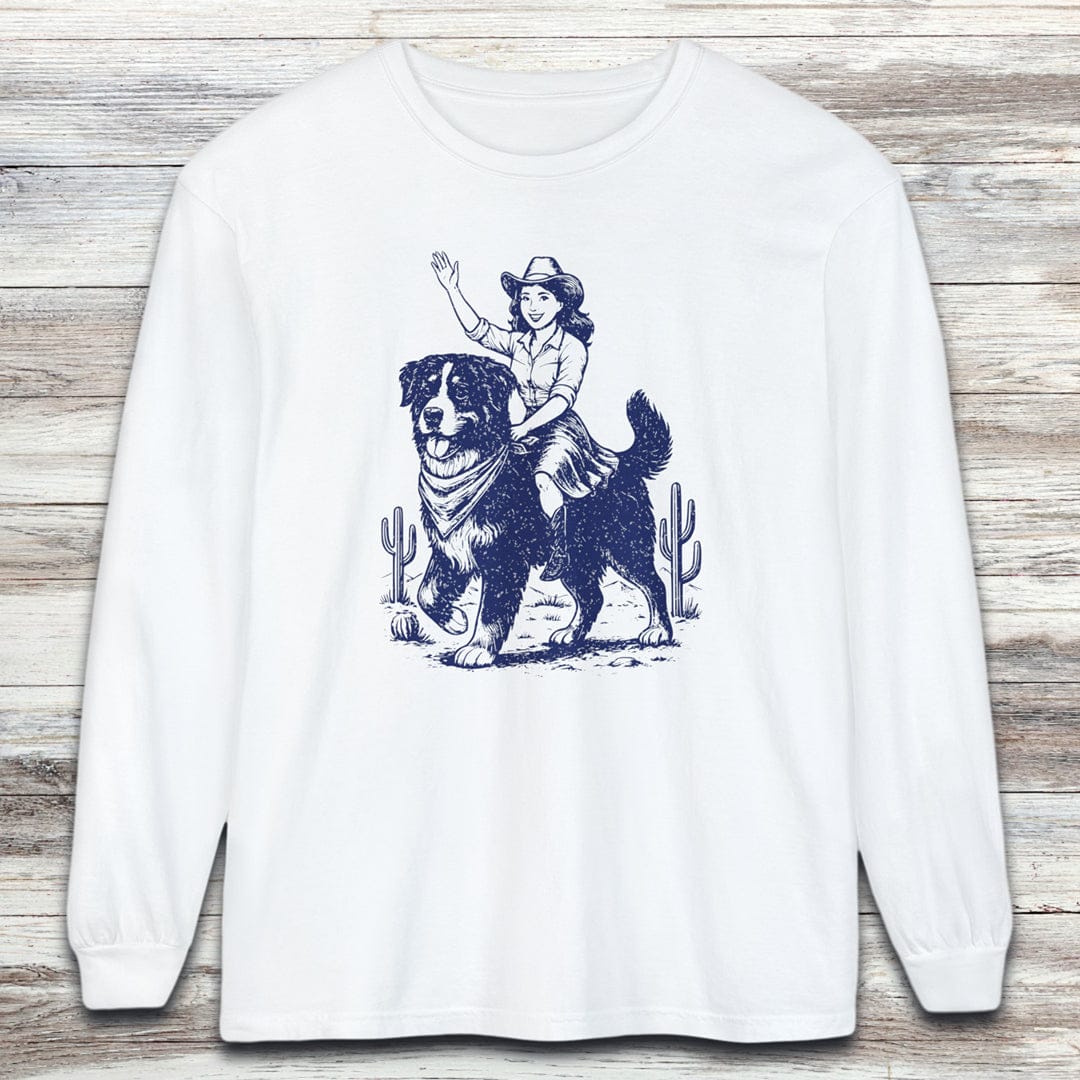 Bernese Mountain Dog Cowgirl Long Sleeve Tee