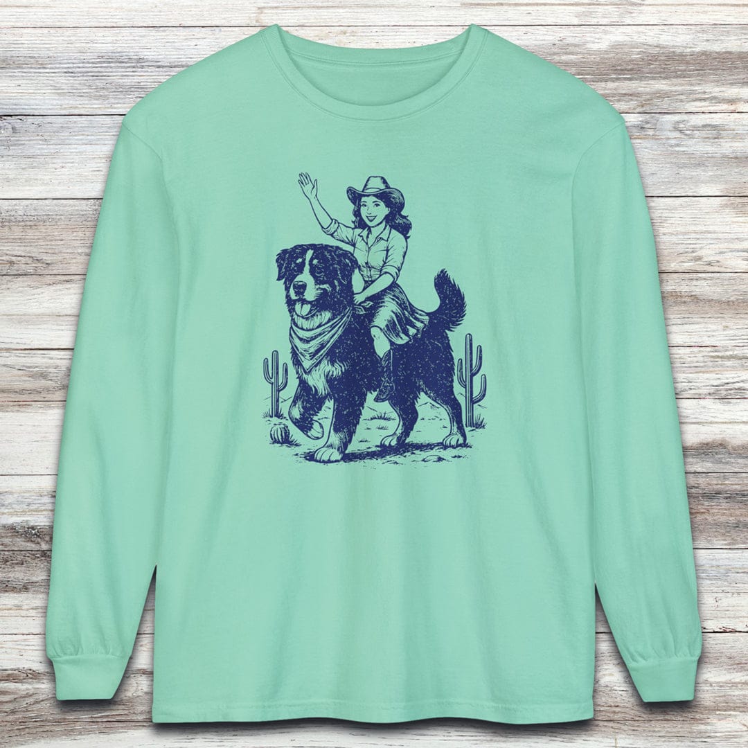 Bernese Mountain Dog Cowgirl Long Sleeve Tee