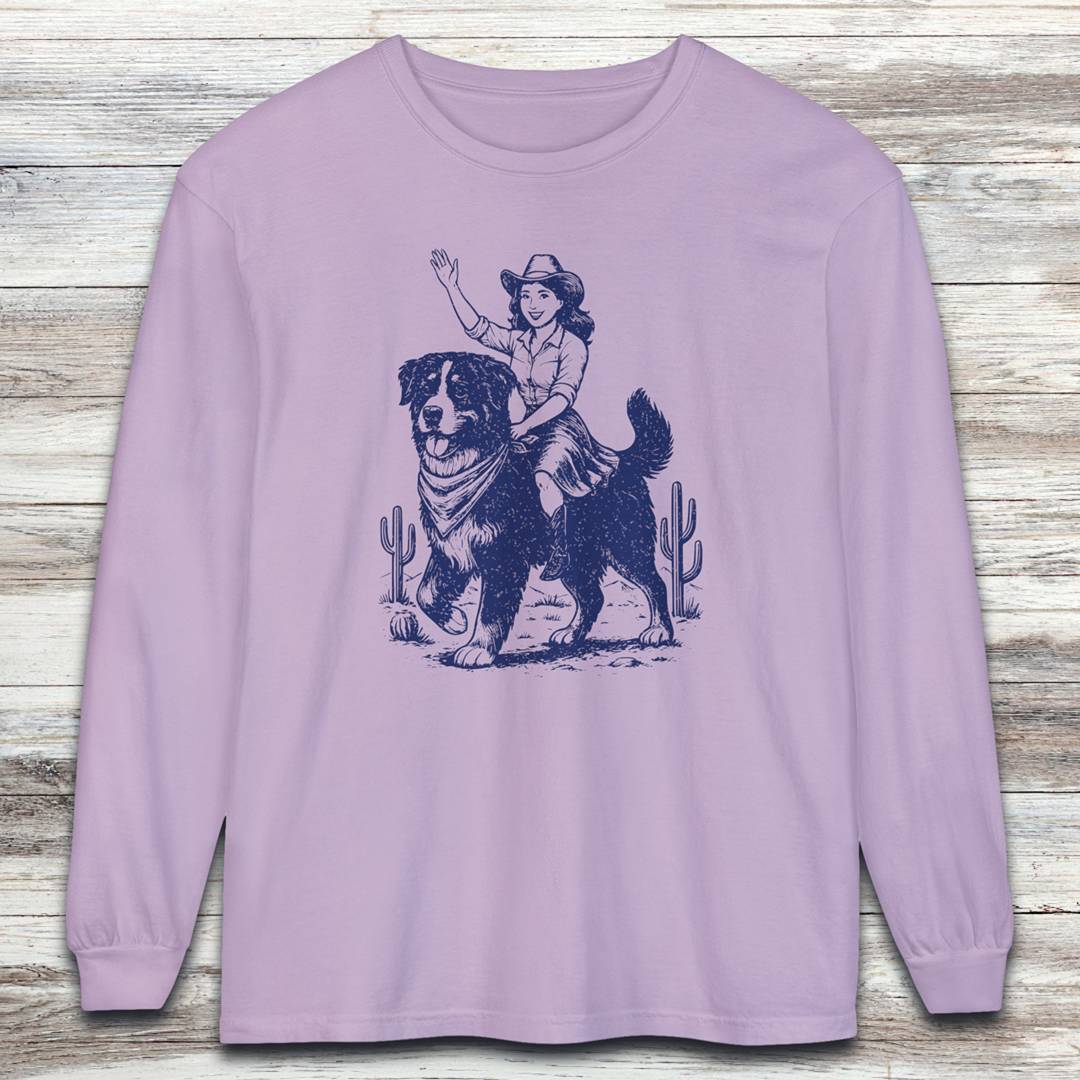 Bernese Mountain Dog Cowgirl Long Sleeve Tee